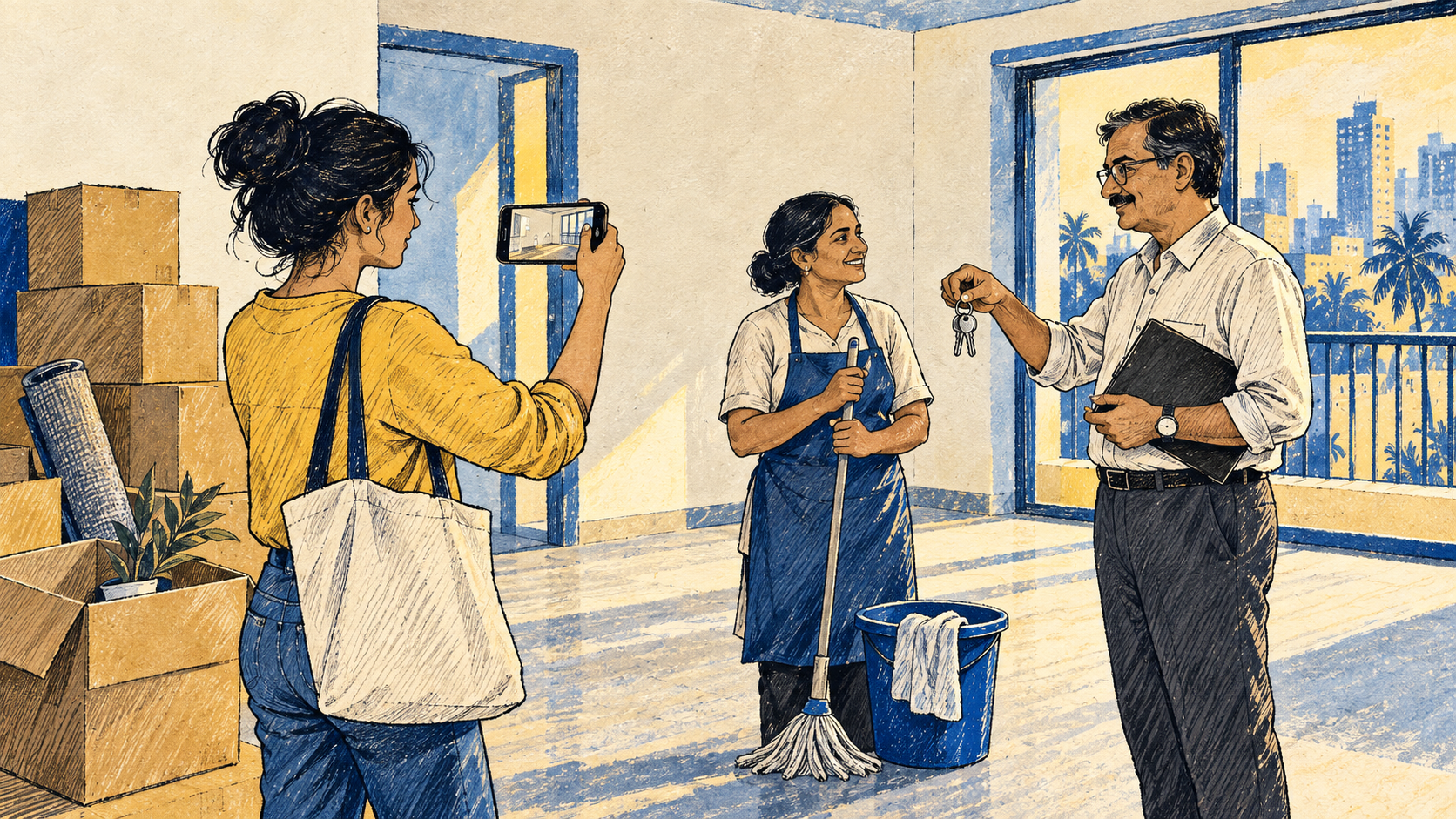 Tenant coordinates a move-out cleaning and apartment handover.